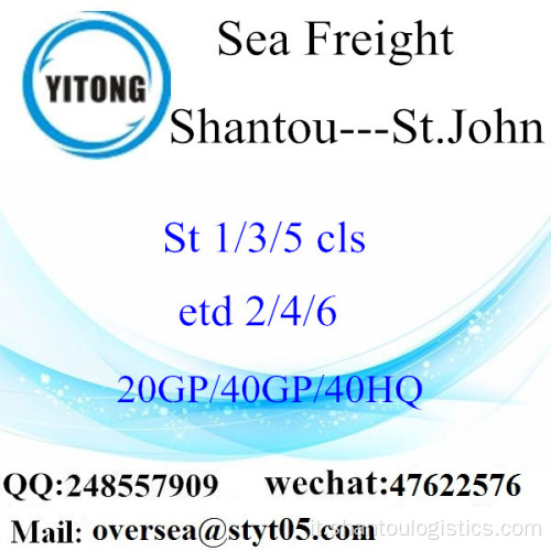 Trasporto merci del mare di Shantou Port To St.John